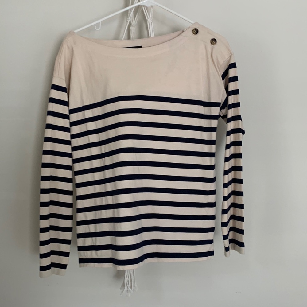 Cream and navy stripped long sleeve top